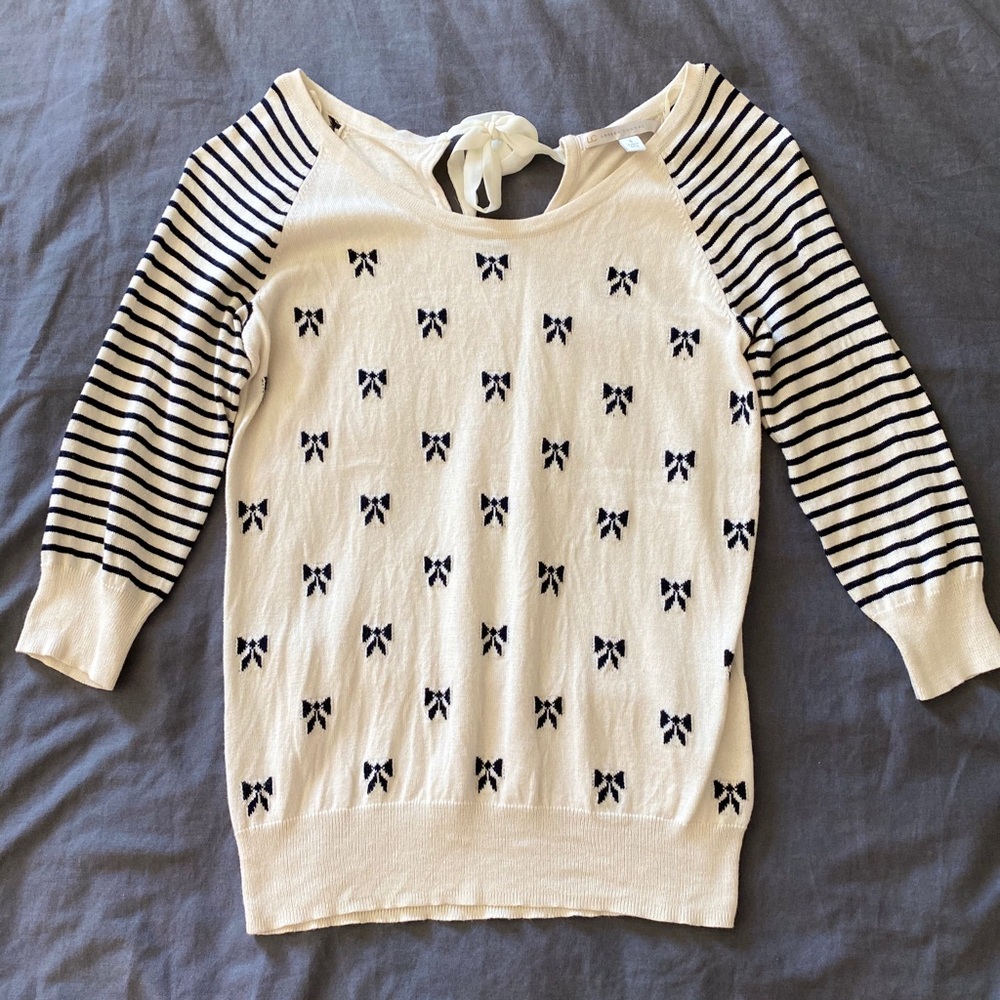 Lauren Conrad Bow/Stripe Sweater